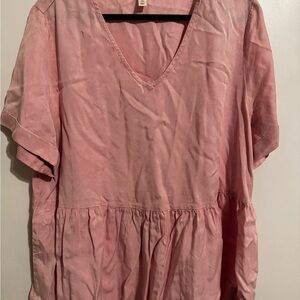 Terra & Sky Pink Boxy Short Sleeve Blouse